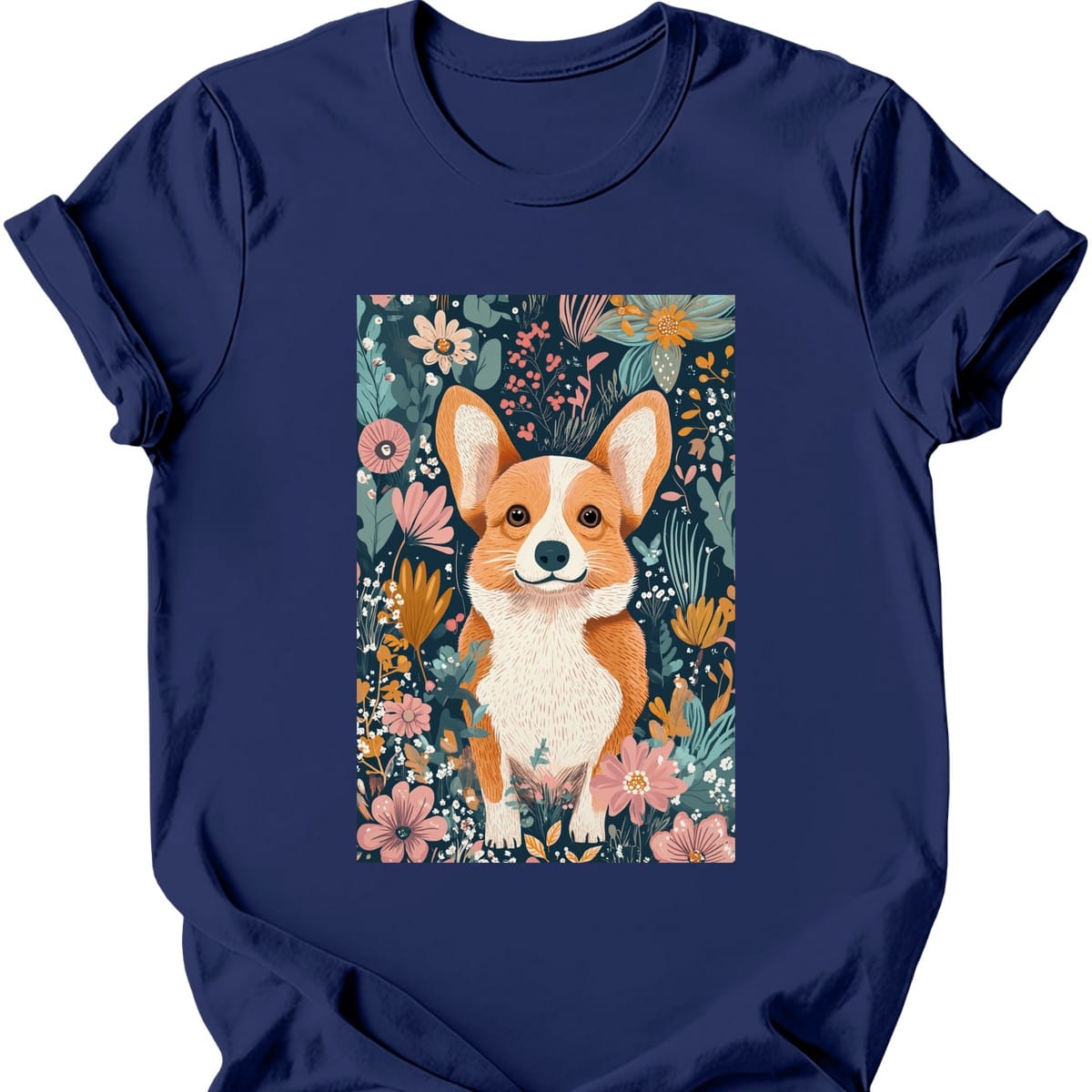 Pembroke Welsh Corgi - Boho Dog T-Shirt - Navy