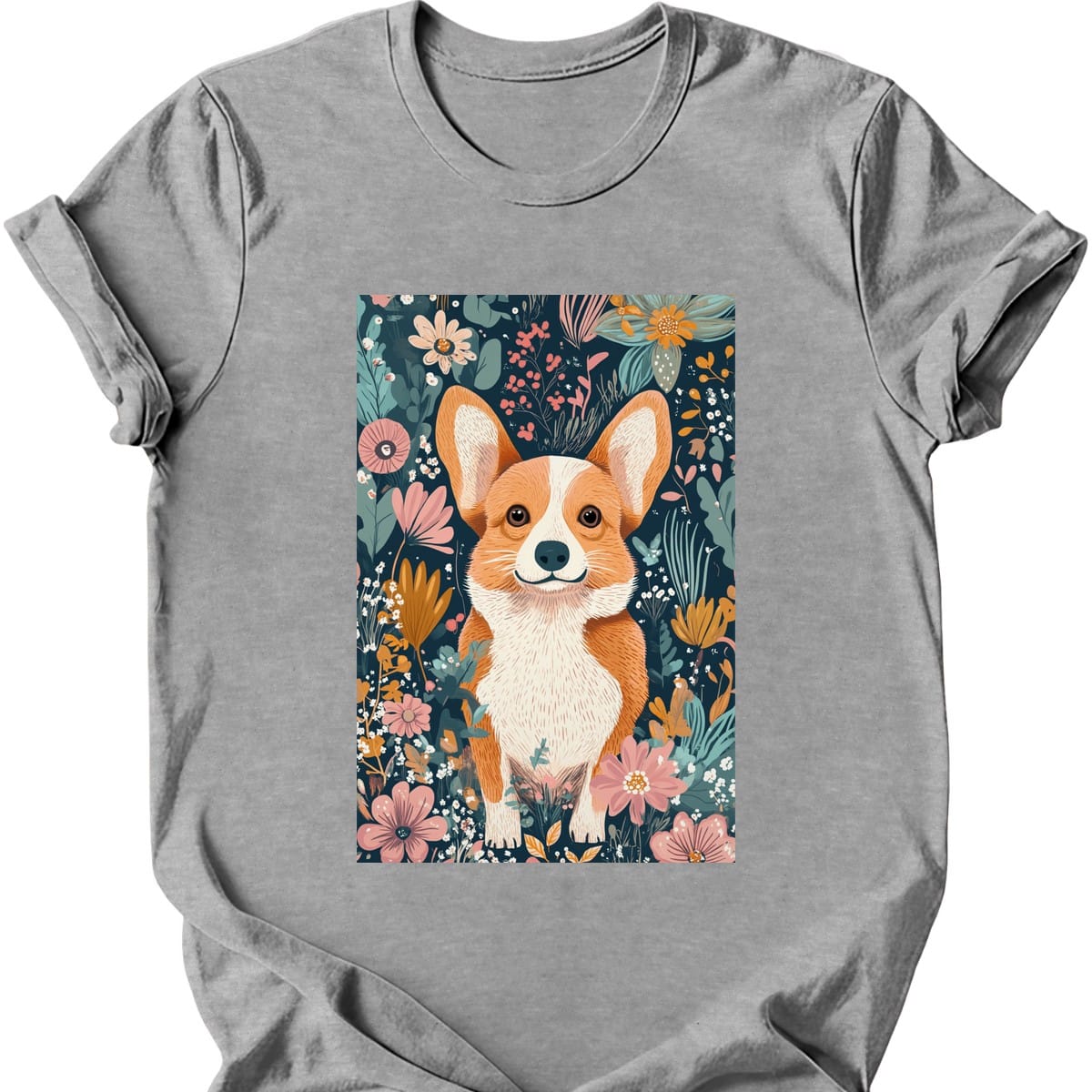 Pembroke Welsh Corgi - Boho Dog T-Shirt - Sport Grey