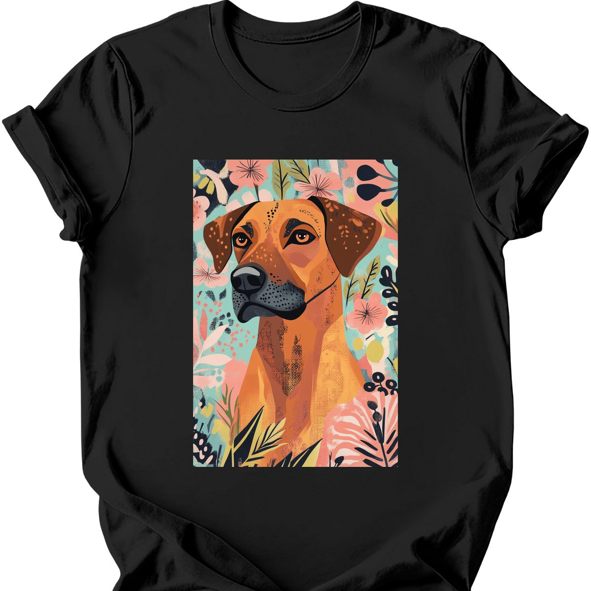 Rhodesian Ridgeback - Boho Dog T-Shirt - Black