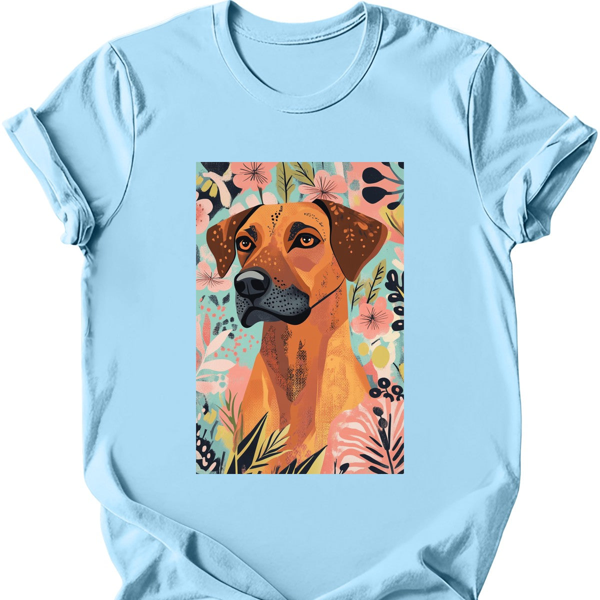 Rhodesian Ridgeback - Boho Dog T-Shirt - Light Blue