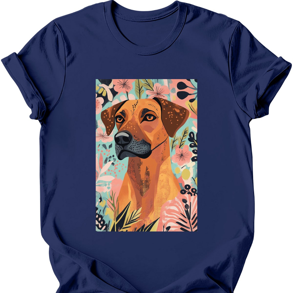 Rhodesian Ridgeback - Boho Dog T-Shirt - Navy