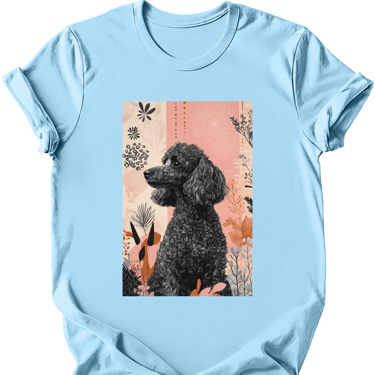 Poodle - Boho Dog T-Shirt - Light Blue