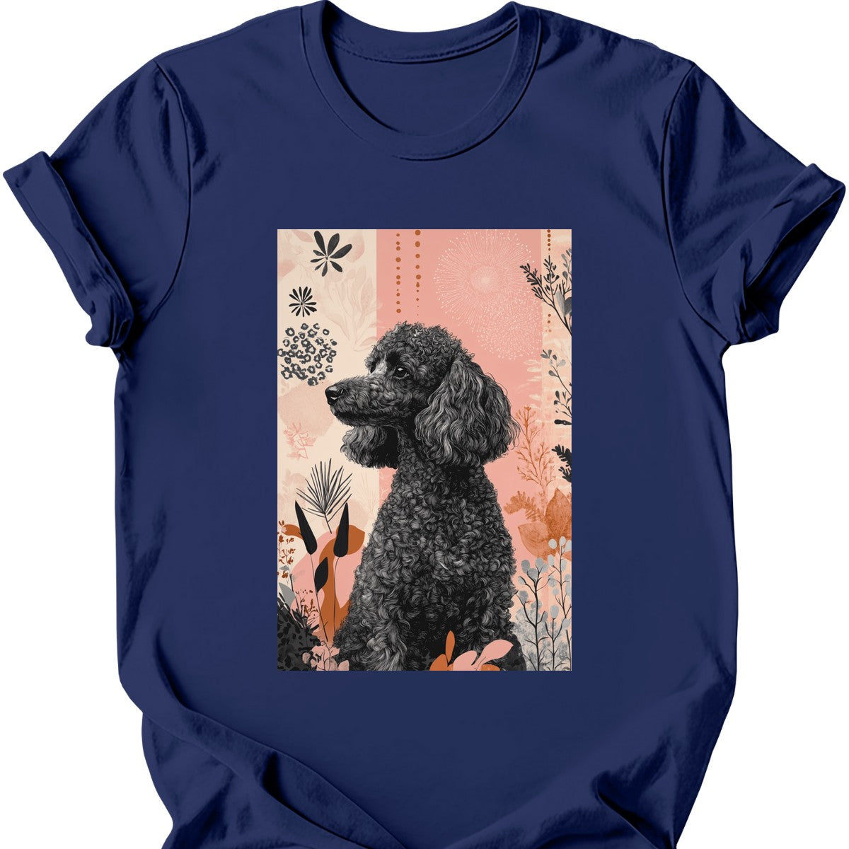 Poodle - Boho Dog T-Shirt - Navy