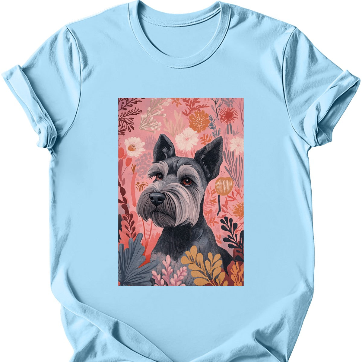 Miniature Schnauzer - Boho Dog T-Shirt - Light Blue