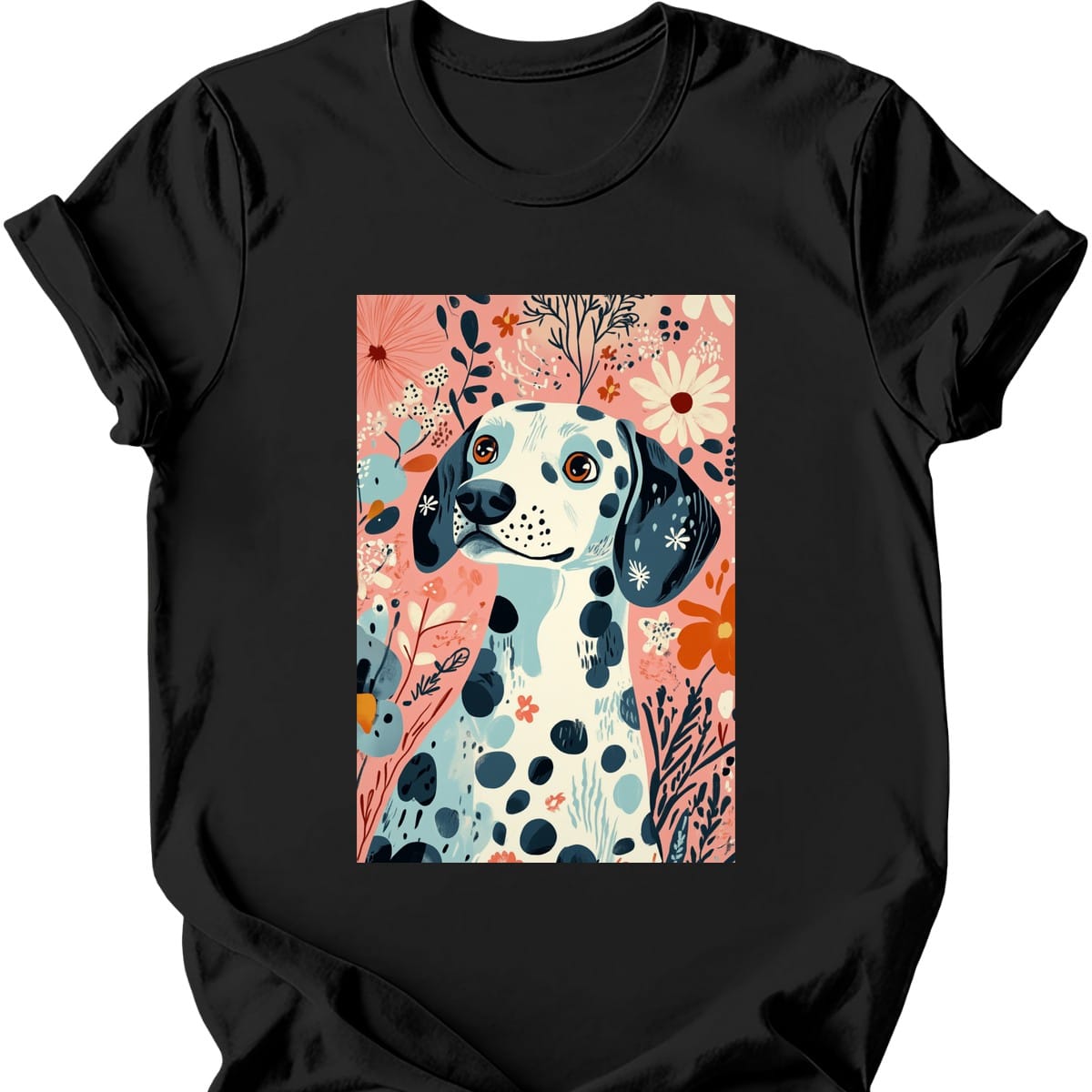Dalmatian - Boho Dog T-Shirt - Black