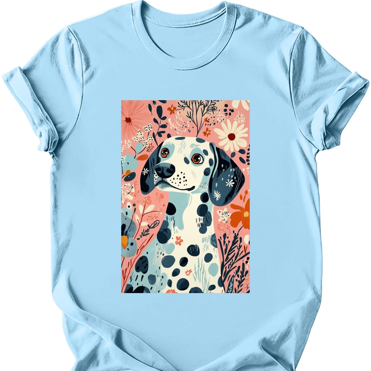 Dalmatian - Boho Dog T-Shirt - Light Blue
