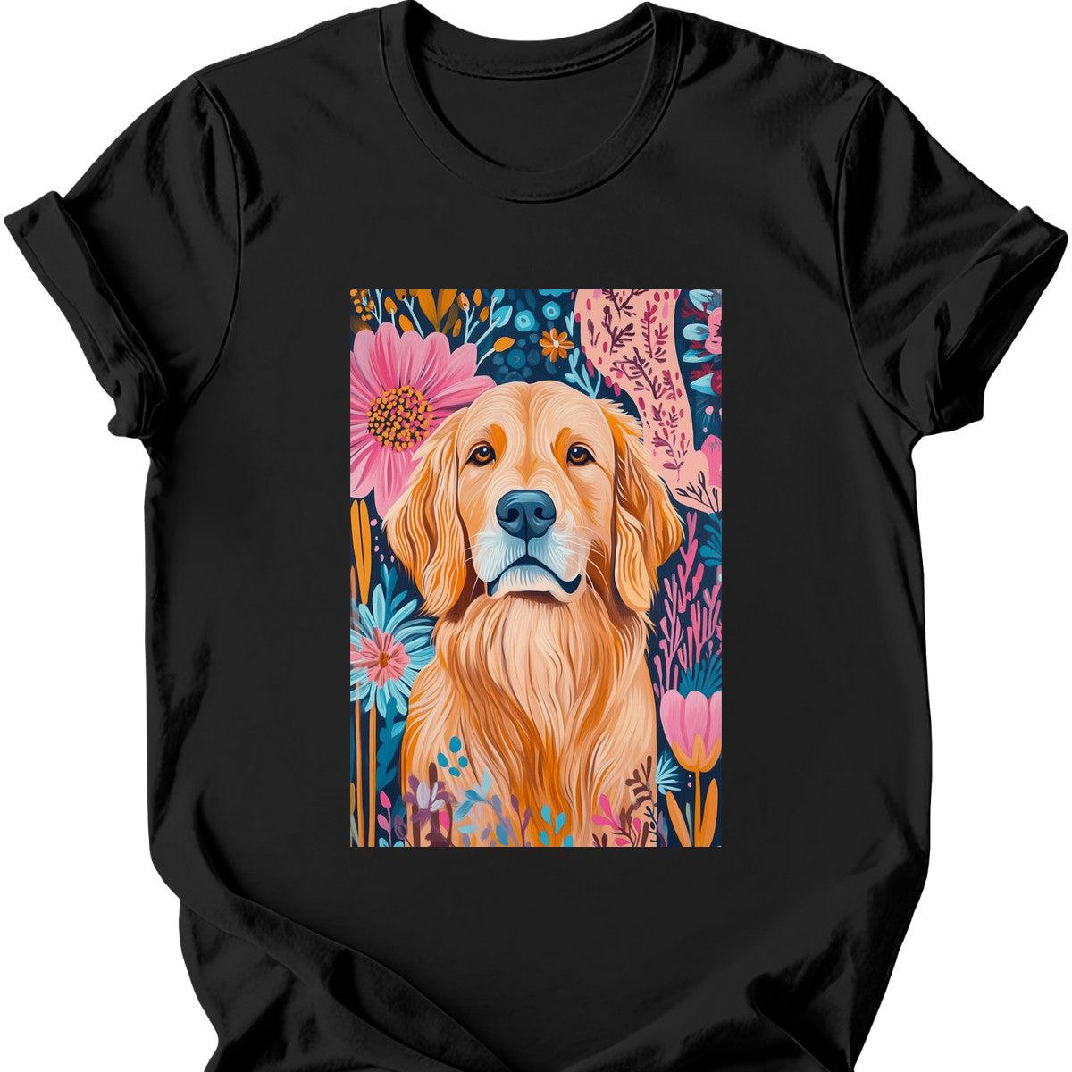 Golden Retriever - Boho Dog T-Shirt - Black