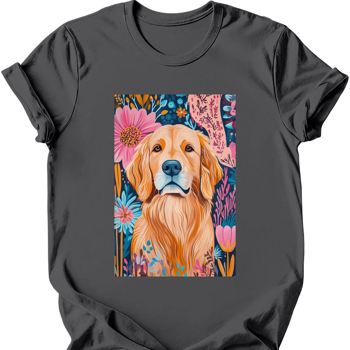 Golden Retriever - Boho Dog T-Shirt - Charcoal