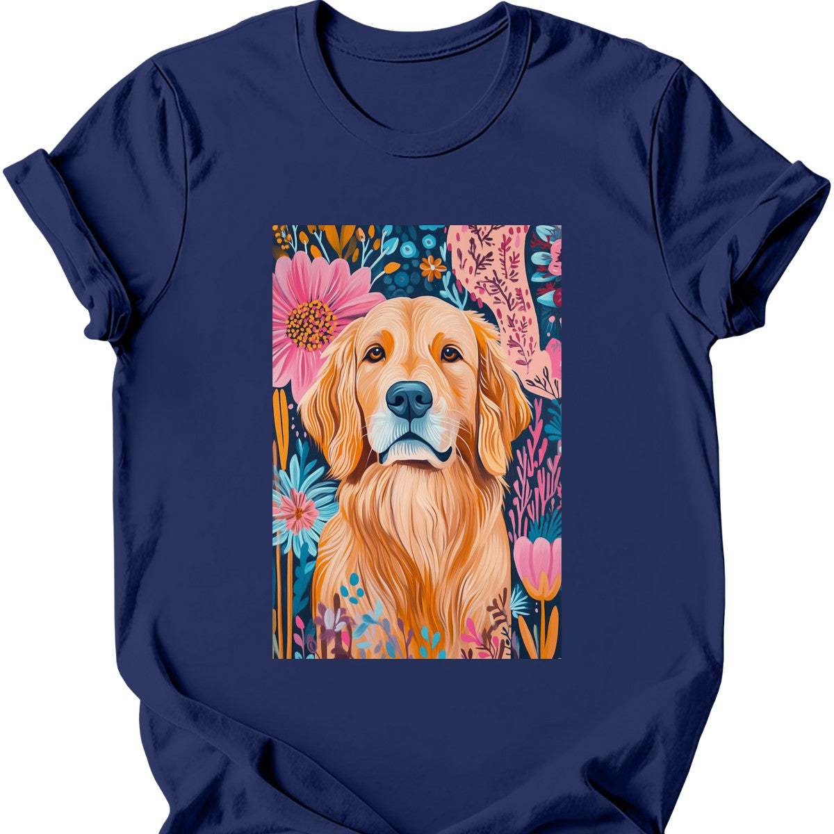Golden Retriever - Boho Dog T-Shirt - Navy