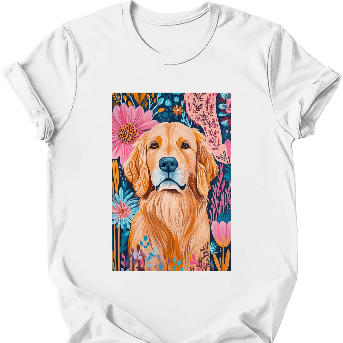 Golden Retriever - Boho Dog T-Shirt - White
