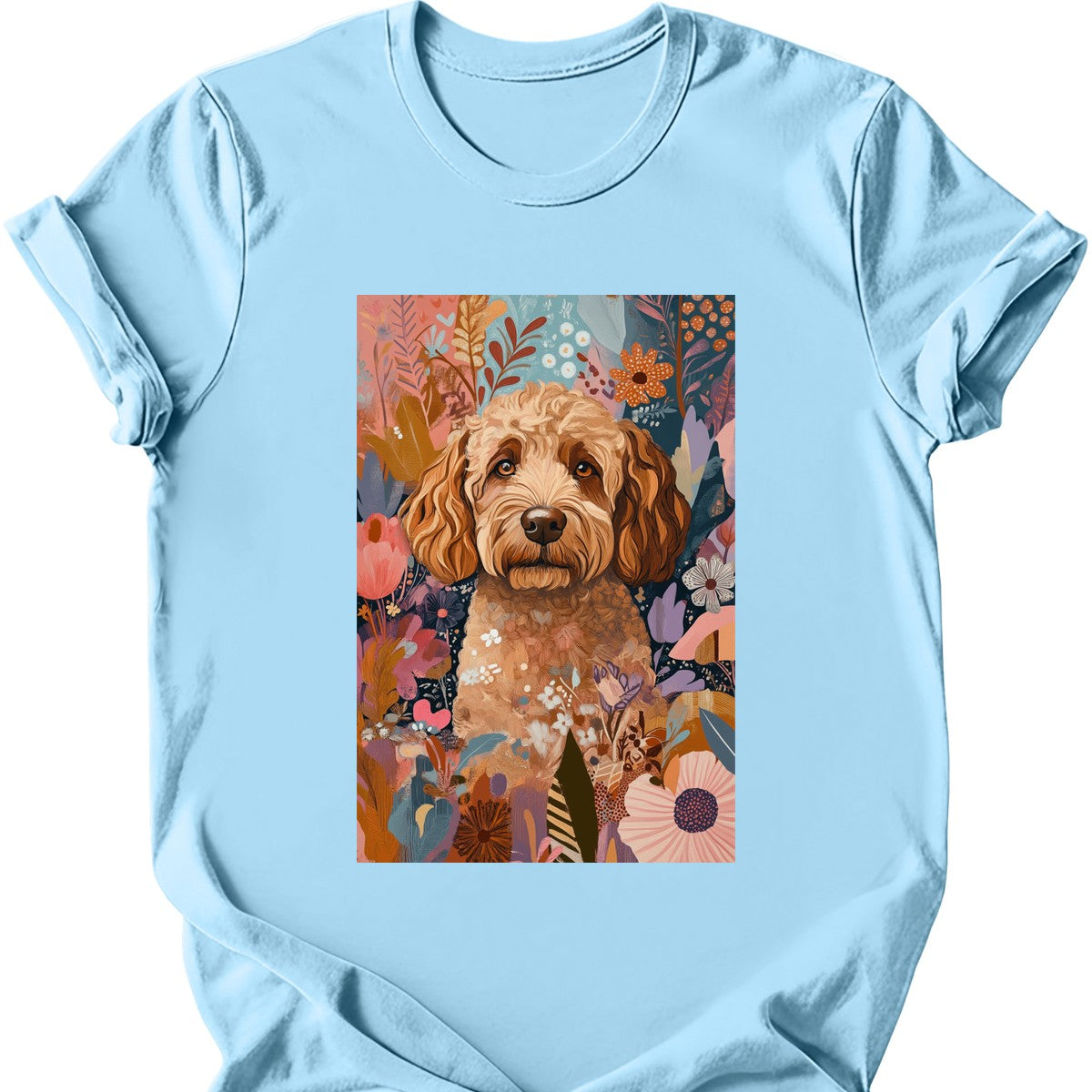Labradoodle - Boho Dog T-Shirt - Light Blue
