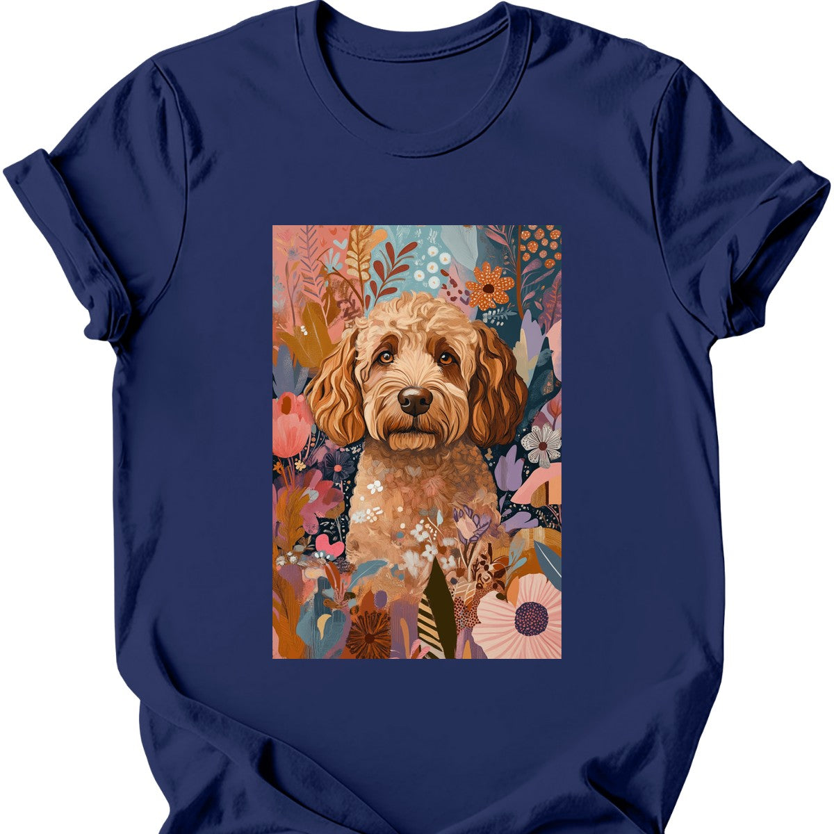 Labradoodle - Boho Dog T-Shirt - Navy