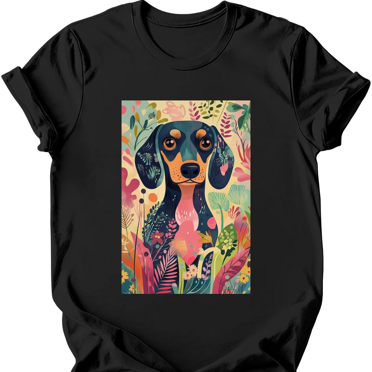 Dachshund - Boho Dog T-Shirt - Black