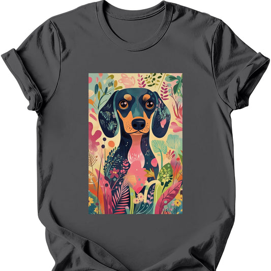 Dachshund - Boho Dog T-Shirt - Charcoal