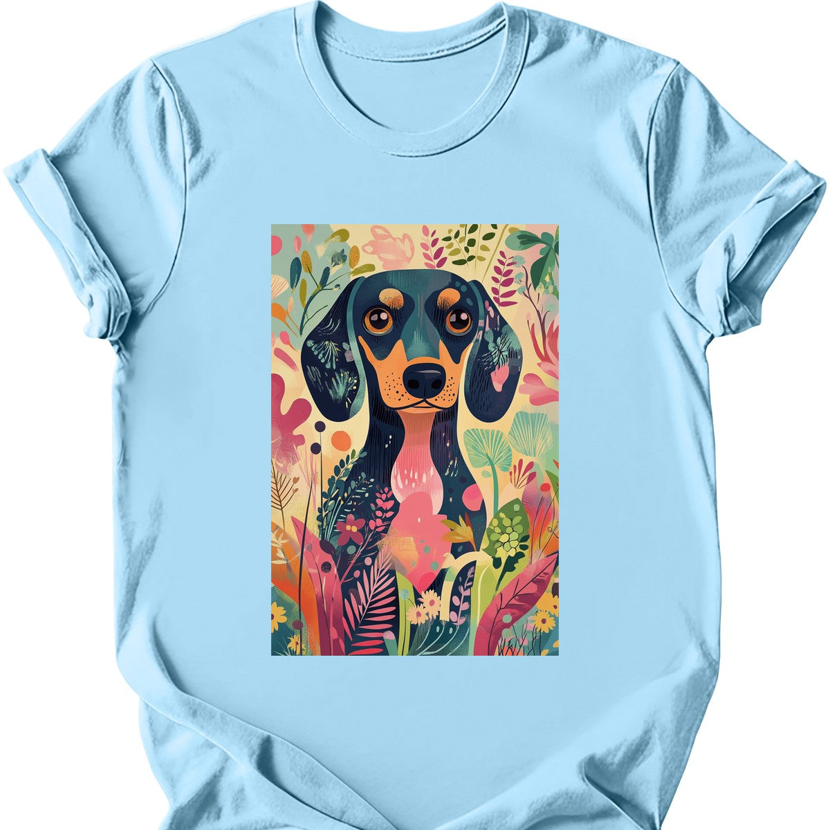 Dachshund - Boho Dog T-Shirt - Light Blue