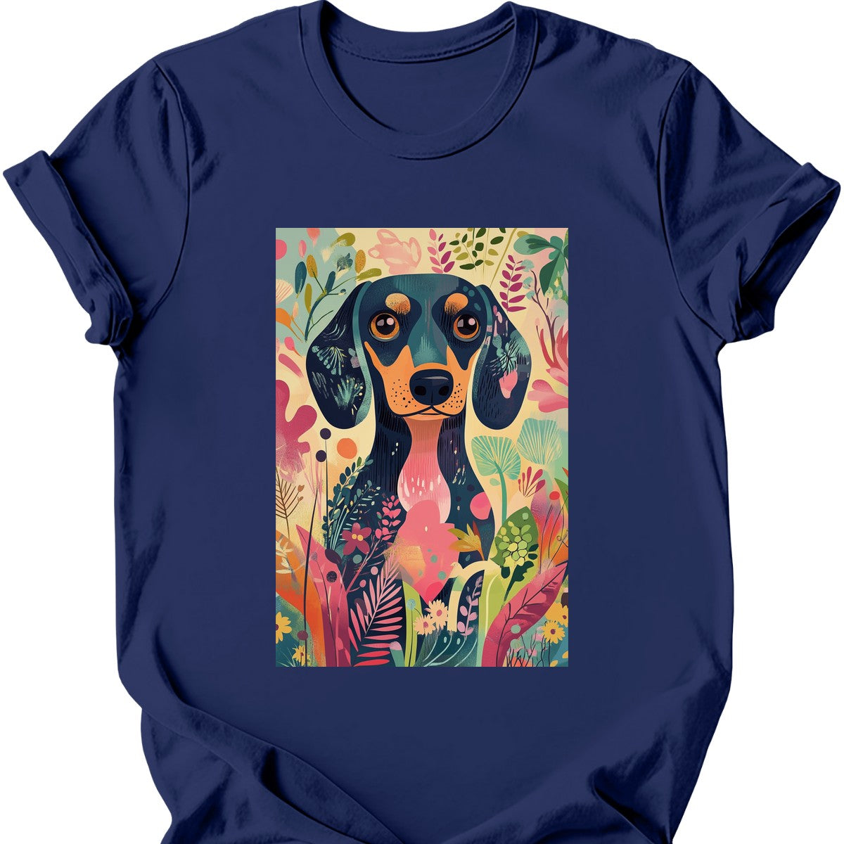 Dachshund - Boho Dog T-Shirt - Navy
