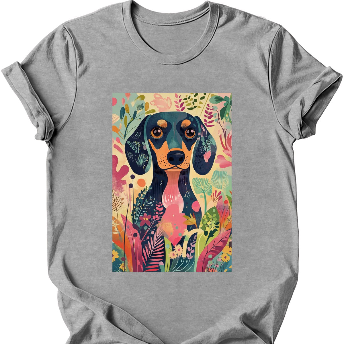 Dachshund - Boho Dog T-Shirt - Sport Grey