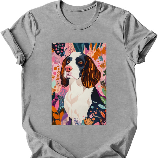 English Springer Spaniel - Boho Dog T-Shirt - Sport Grey