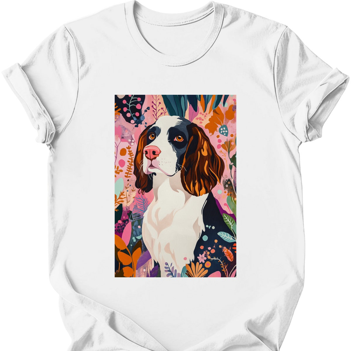 English Springer Spaniel - Boho Dog T-Shirt - White