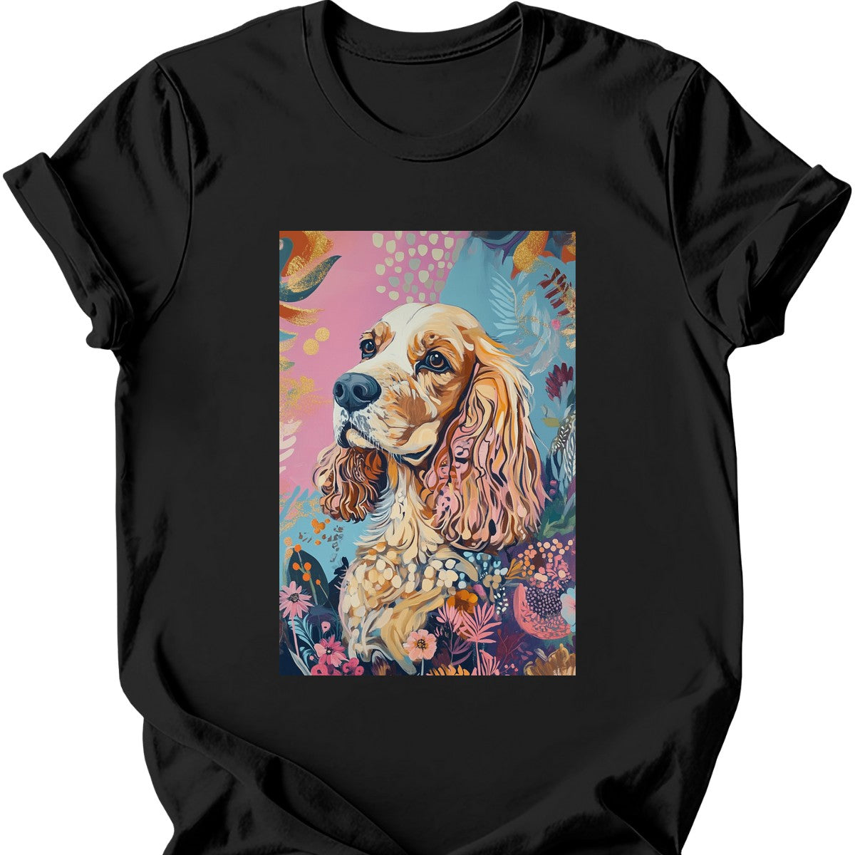 Cocker Spaniel - Boho Dog T-Shirt - Black