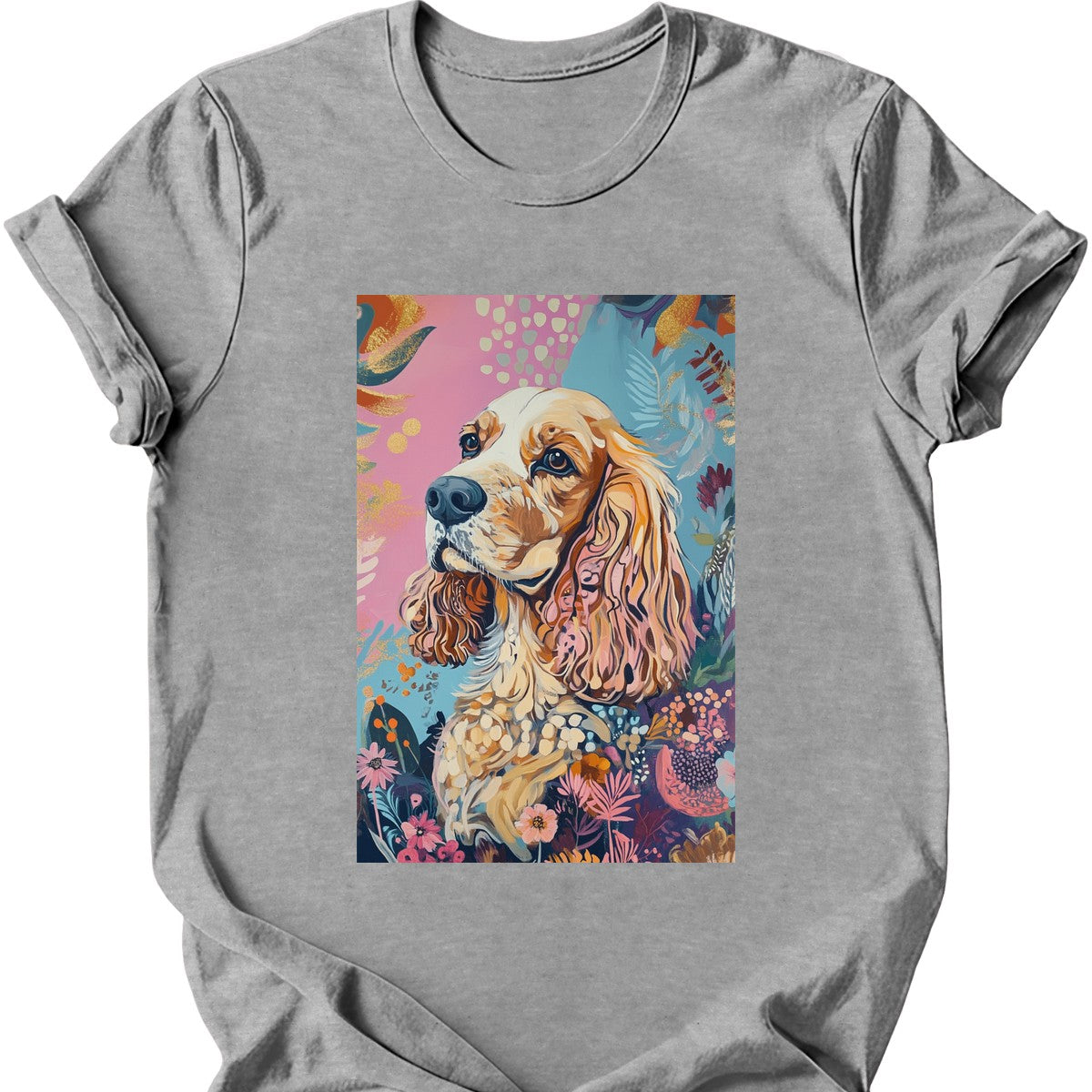 Cocker Spaniel - Boho Dog T-Shirt - Sport Grey