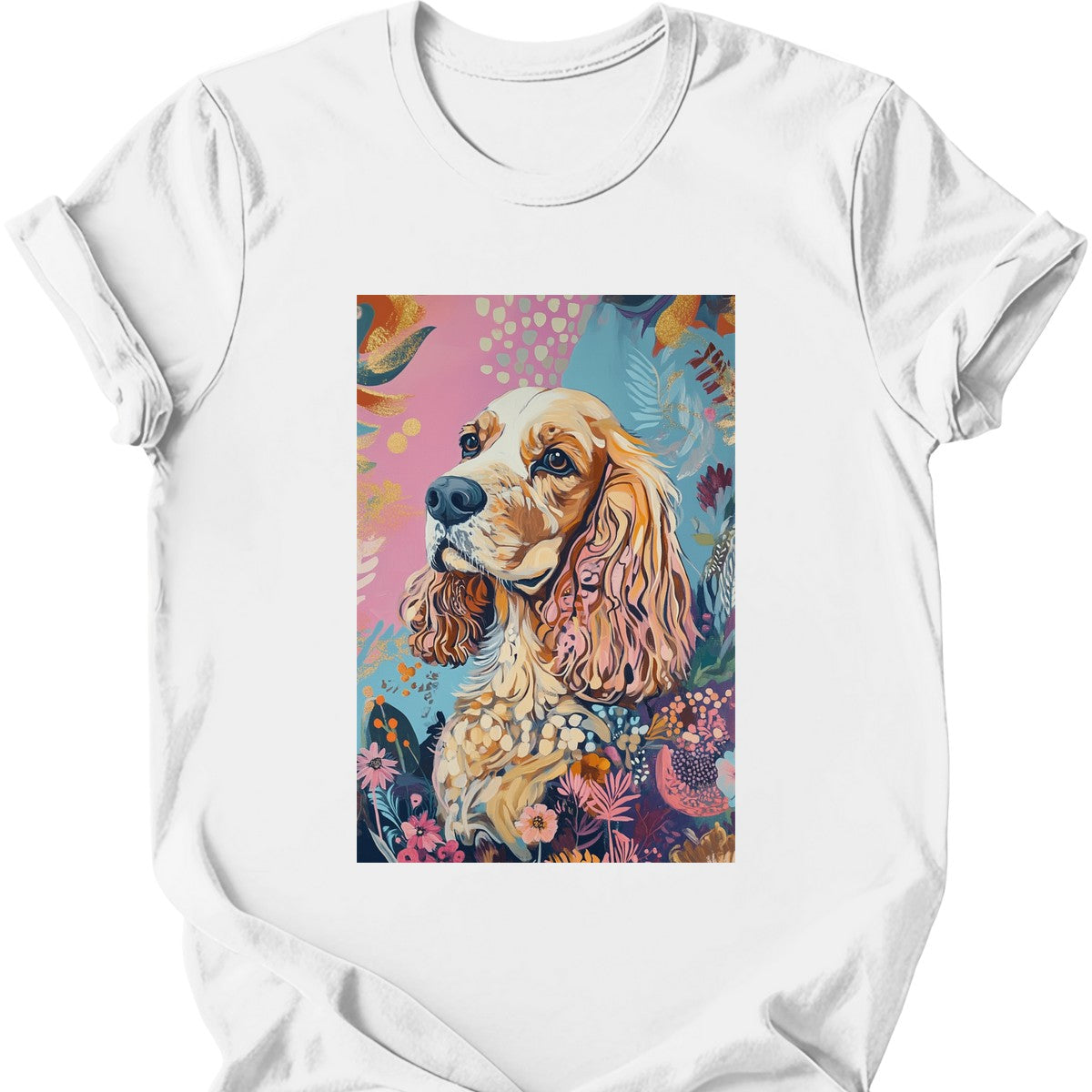 Cocker Spaniel - Boho Dog T-Shirt - White