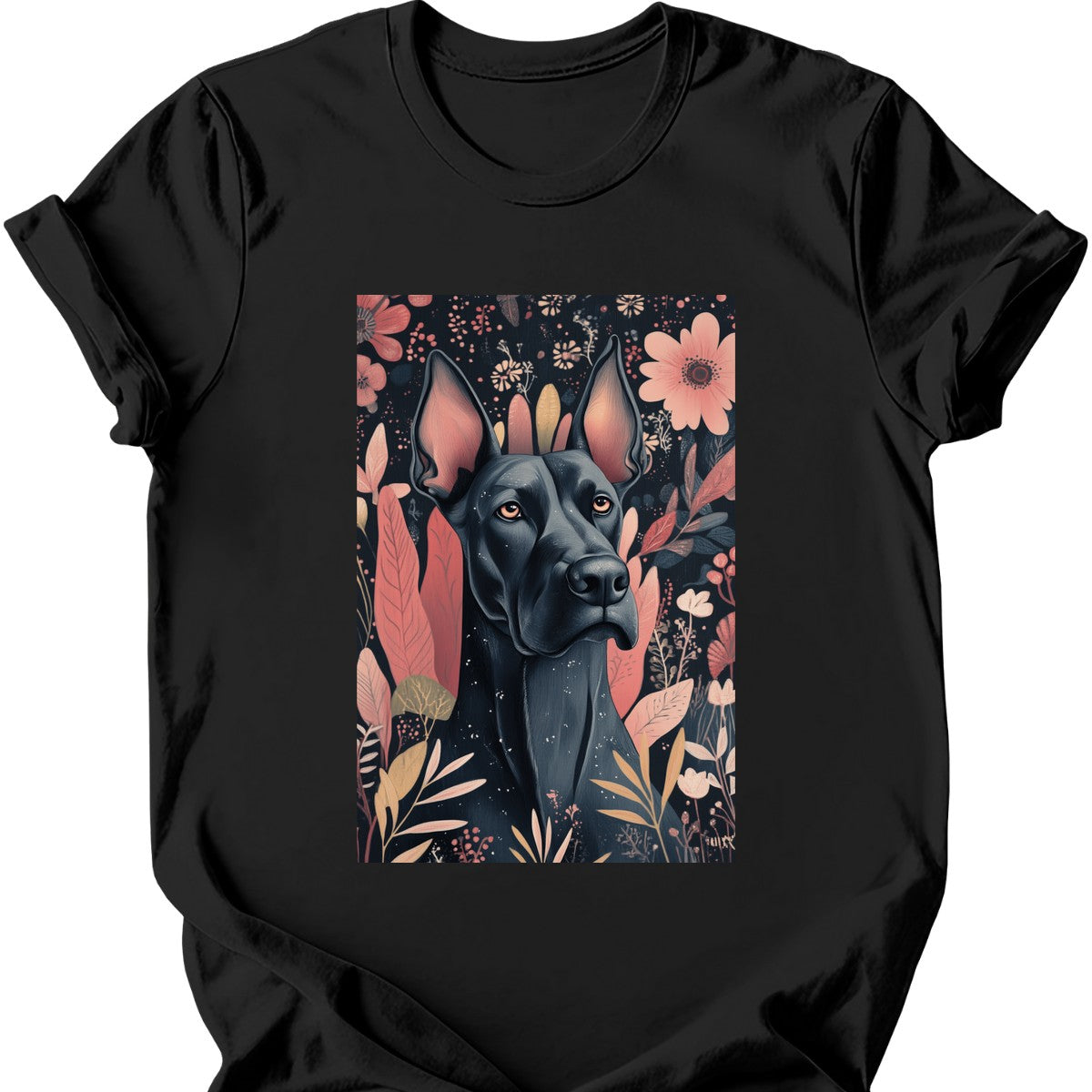 Great Dane - Boho Dog T-Shirt - Black