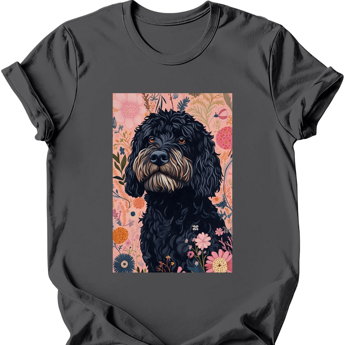 Portuguese Water Dog - Boho Dog T-Shirt - Charcoal