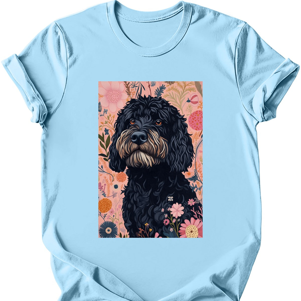 Portuguese Water Dog - Boho Dog T-Shirt - Light Blue