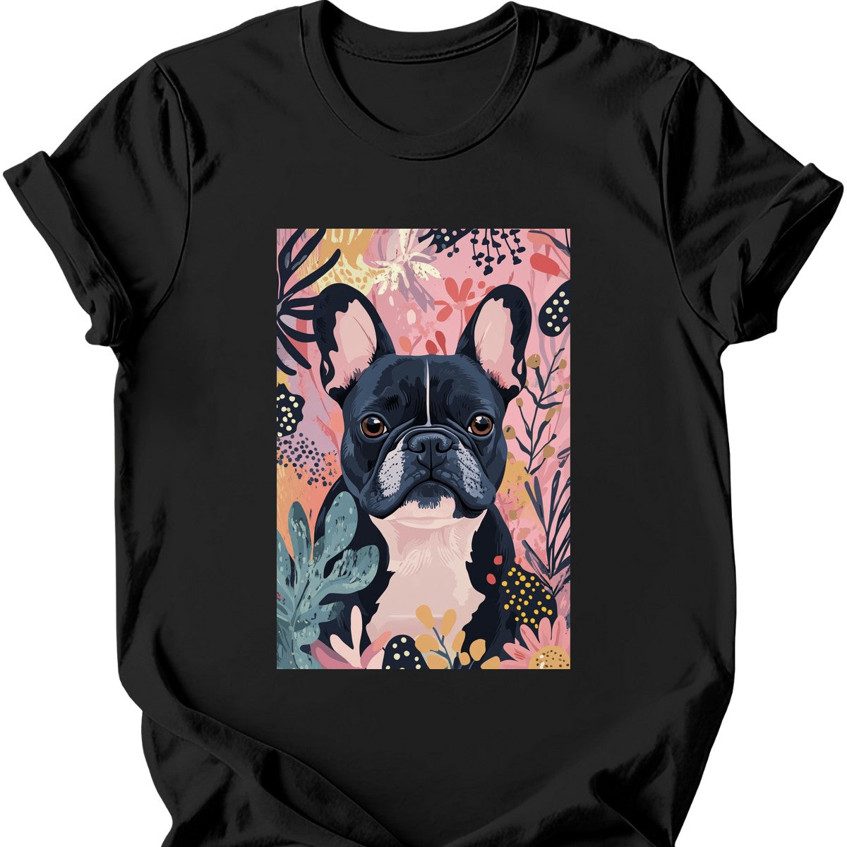 French Bulldog - Boho Dog T-Shirt - Black