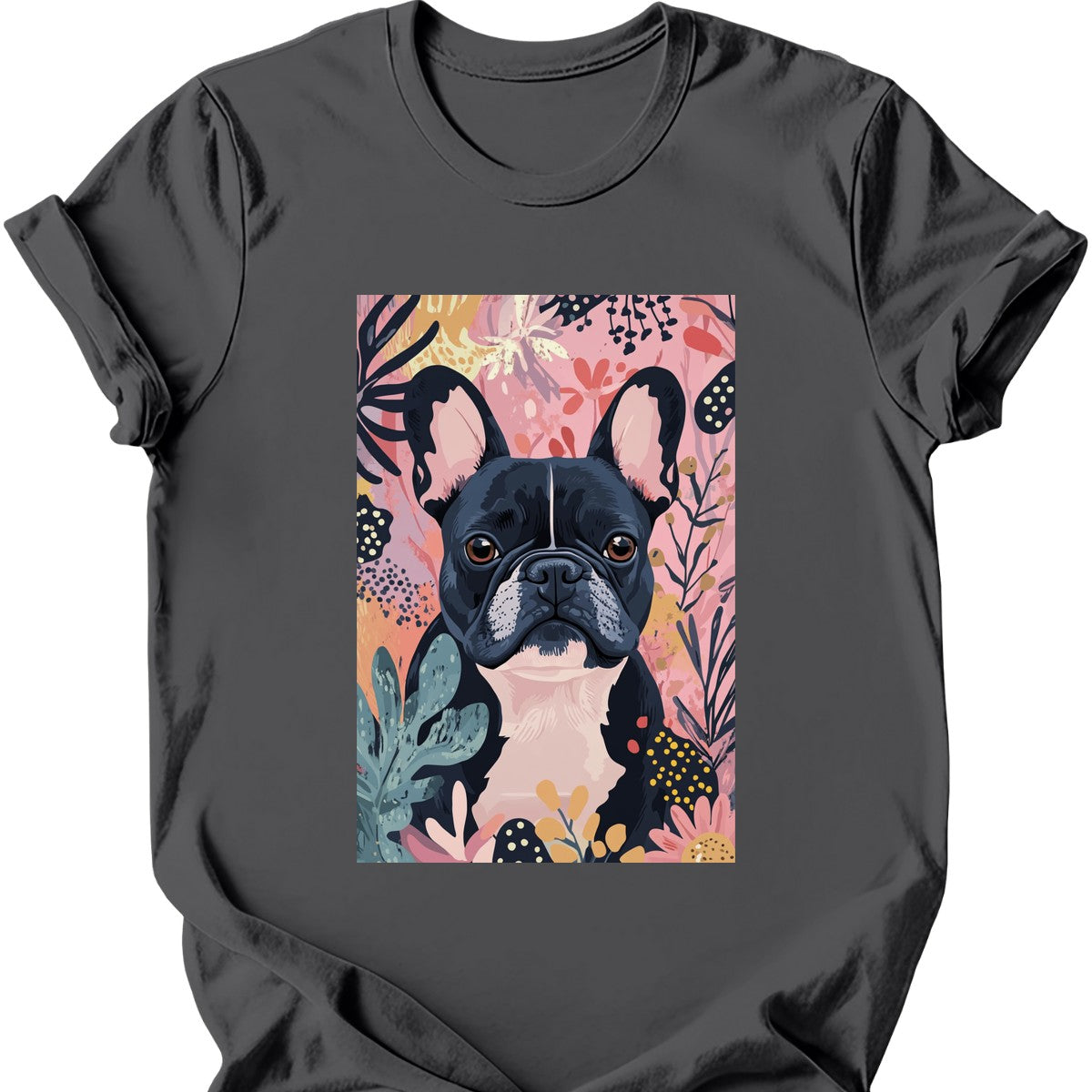 French Bulldog - Boho Dog T-Shirt - Charcoal