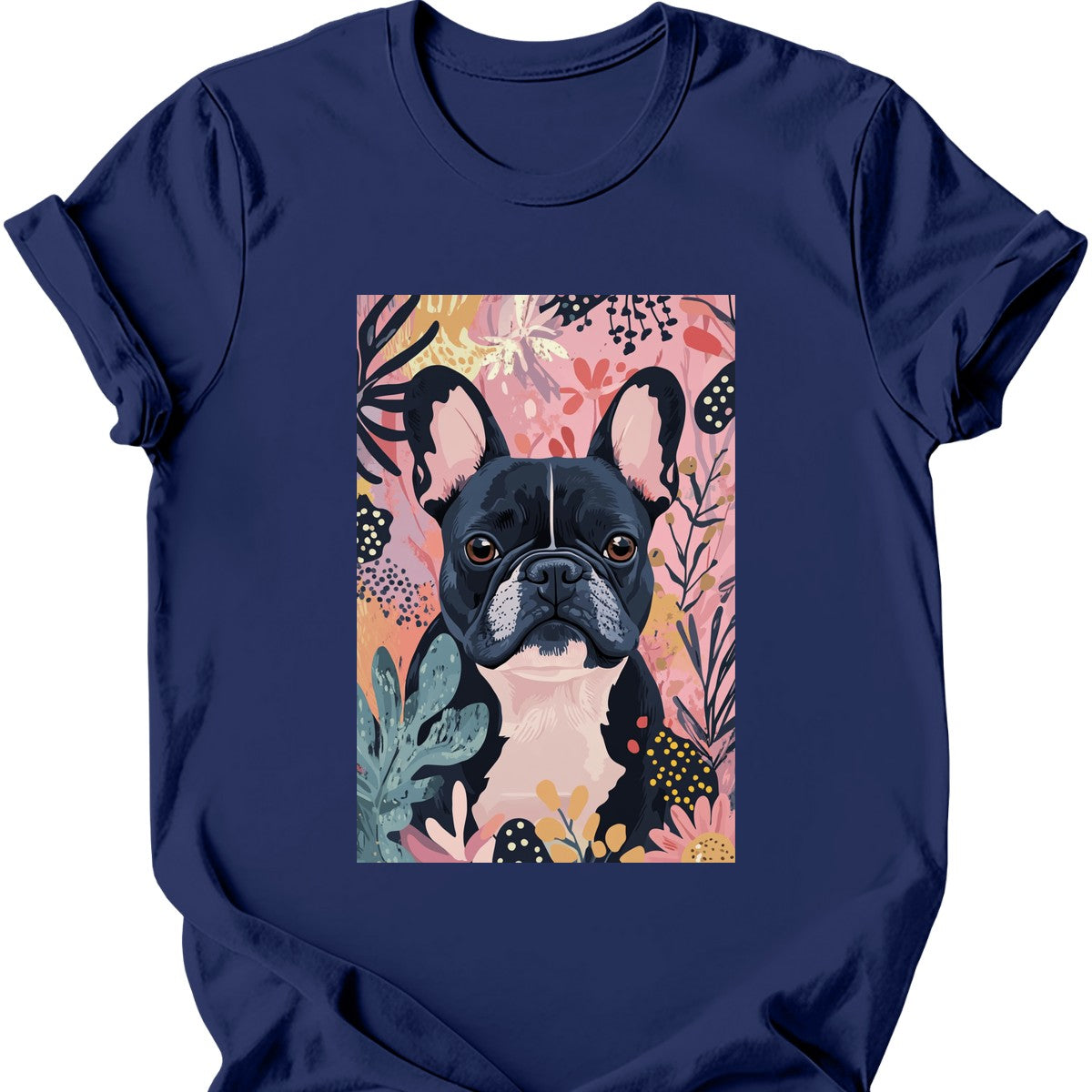 French Bulldog - Boho Dog T-Shirt - Navy