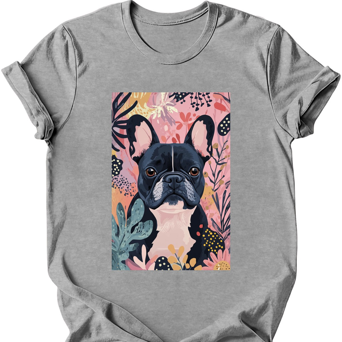 French Bulldog - Boho Dog T-Shirt - Sport Grey