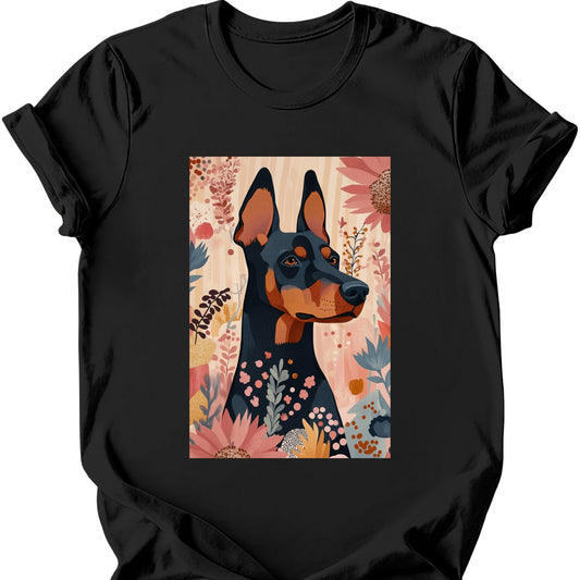 Doberman - Boho Dog T-Shirt - Black