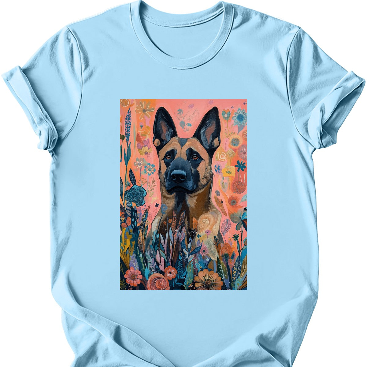 Dutch Shepherd - Boho Dog T-Shirt - Light Blue