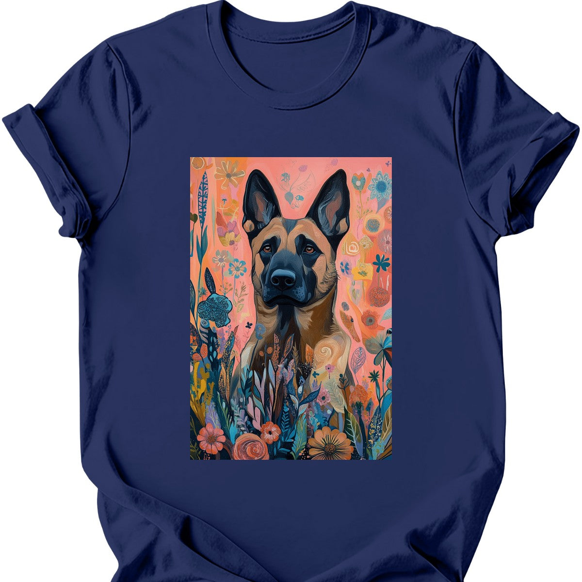 Dutch Shepherd - Boho Dog T-Shirt - Navy