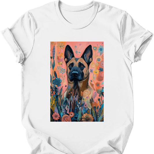 Dutch Shepherd - Boho Dog T-Shirt - White