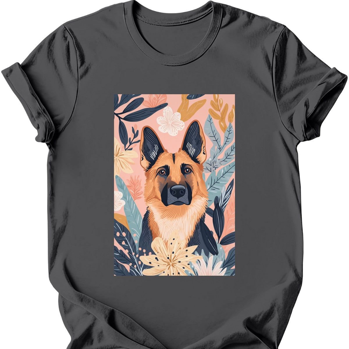 German Shepherd - Boho Dog T-Shirt - Charcoal
