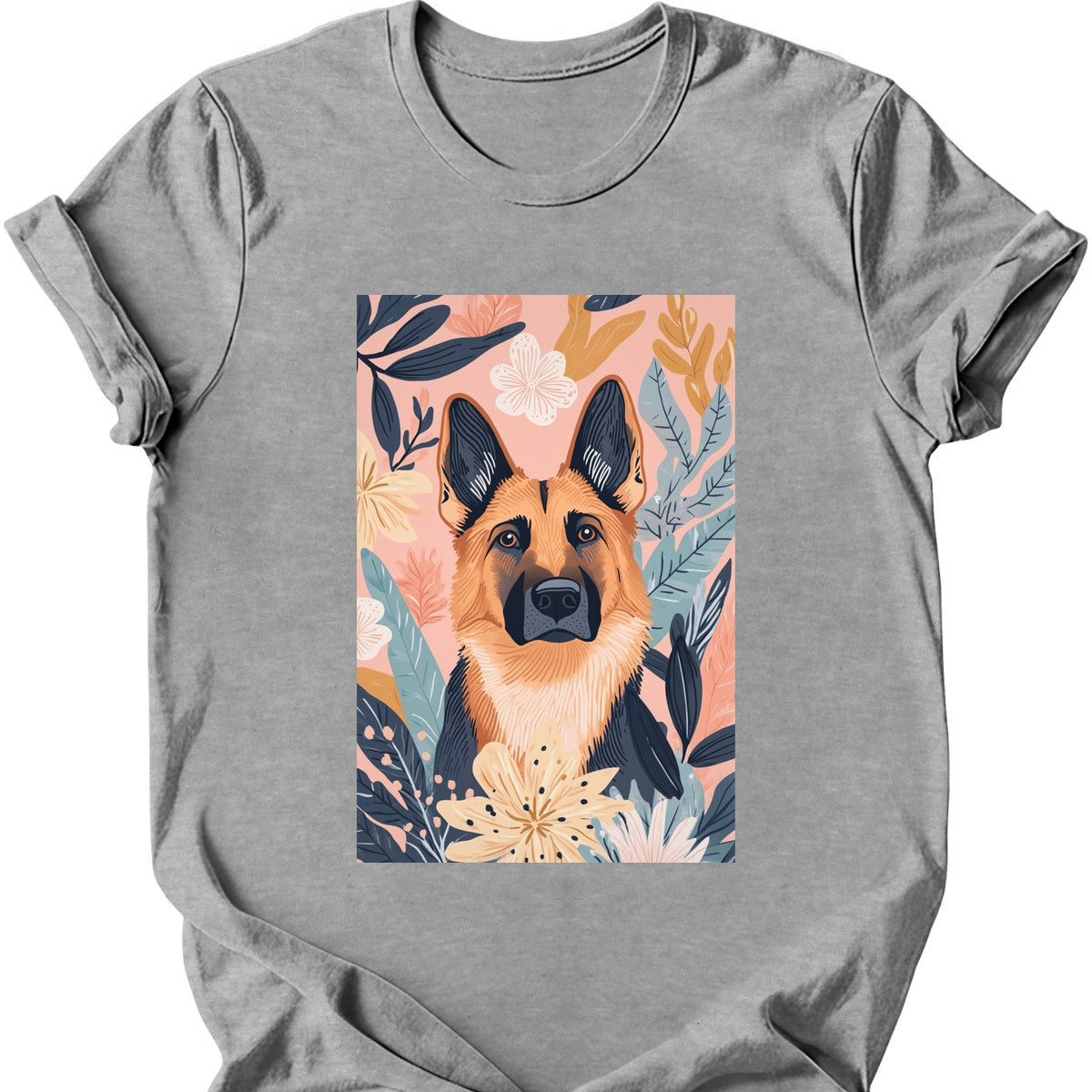 German Shepherd - Boho Dog T-Shirt - Sport Grey