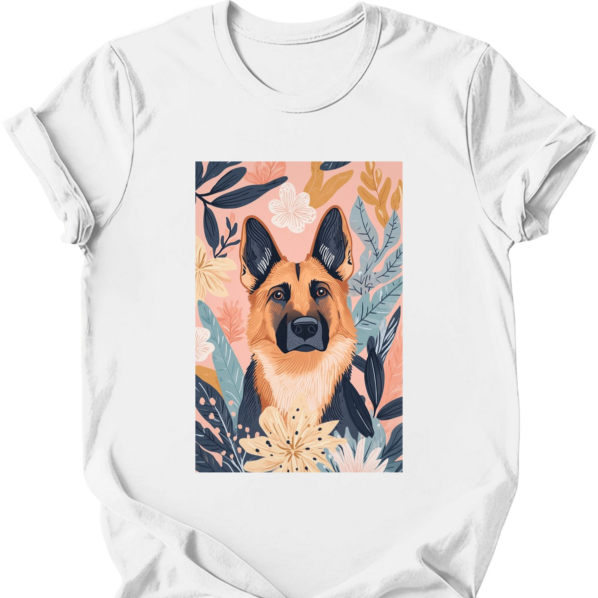 German Shepherd - Boho Dog T-Shirt - White