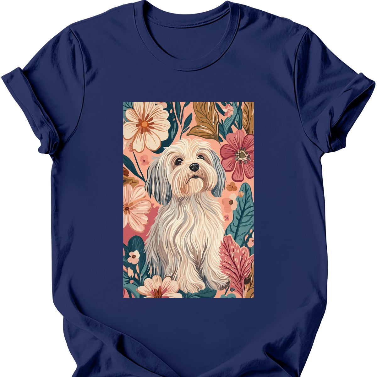 Havanese - Boho Dog T-Shirt - Navy