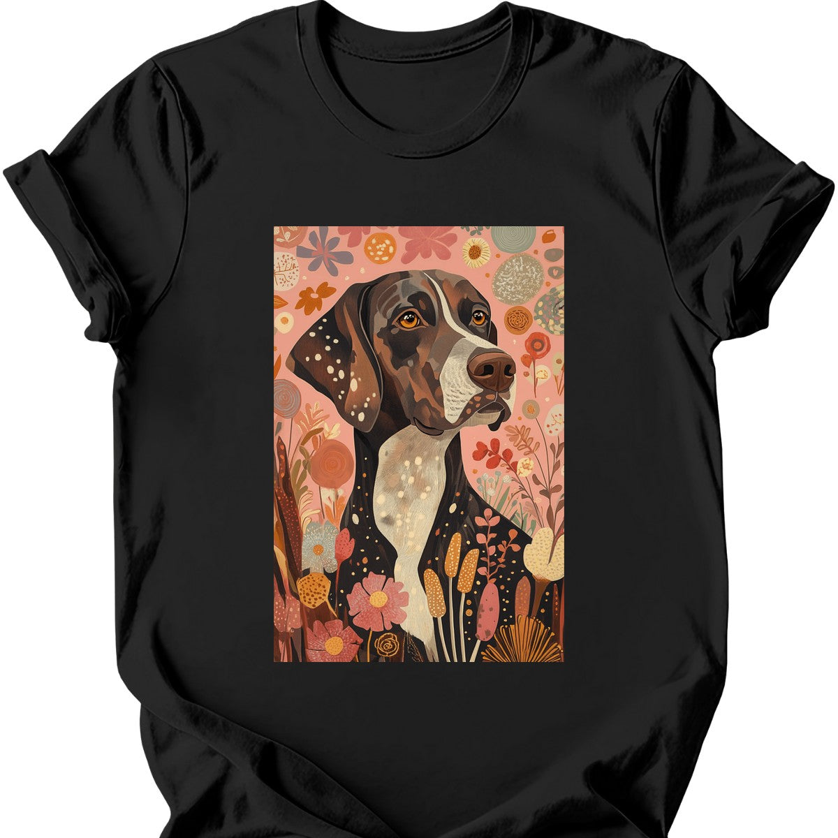 German Shorthaired Pointer - Boho Dog T-Shirt - Black