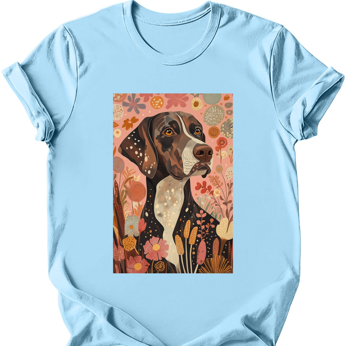 German Shorthaired Pointer - Boho Dog T-Shirt - Light Blue