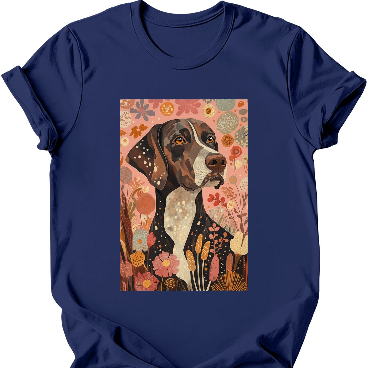 German Shorthaired Pointer - Boho Dog T-Shirt - Navy