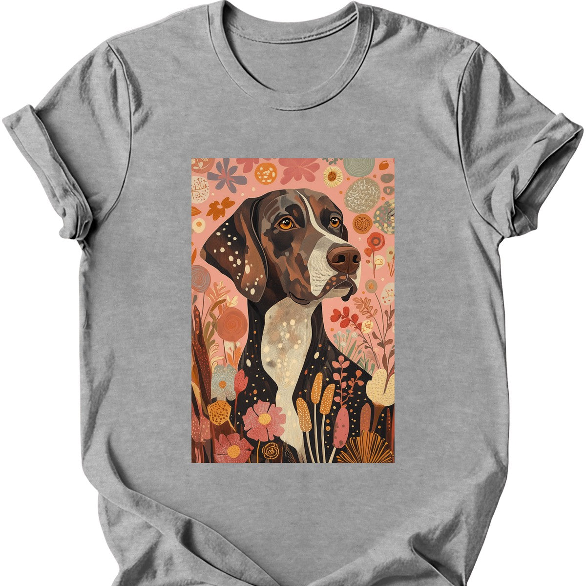 German Shorthaired Pointer - Boho Dog T-Shirt - Sport Grey