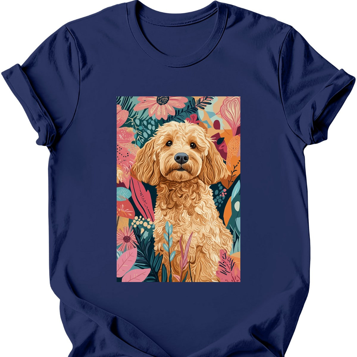 Golden Doodle - Boho Dog T-Shirt - Navy