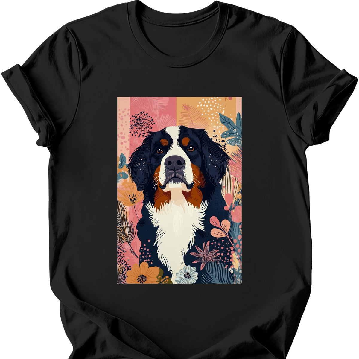 Bernese Mountain Dog - Boho Dog T-Shirt - Black