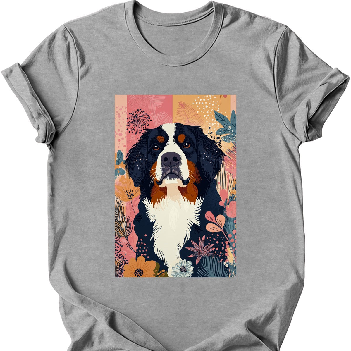 Bernese Mountain Dog - Boho Dog T-Shirt - Sport Grey