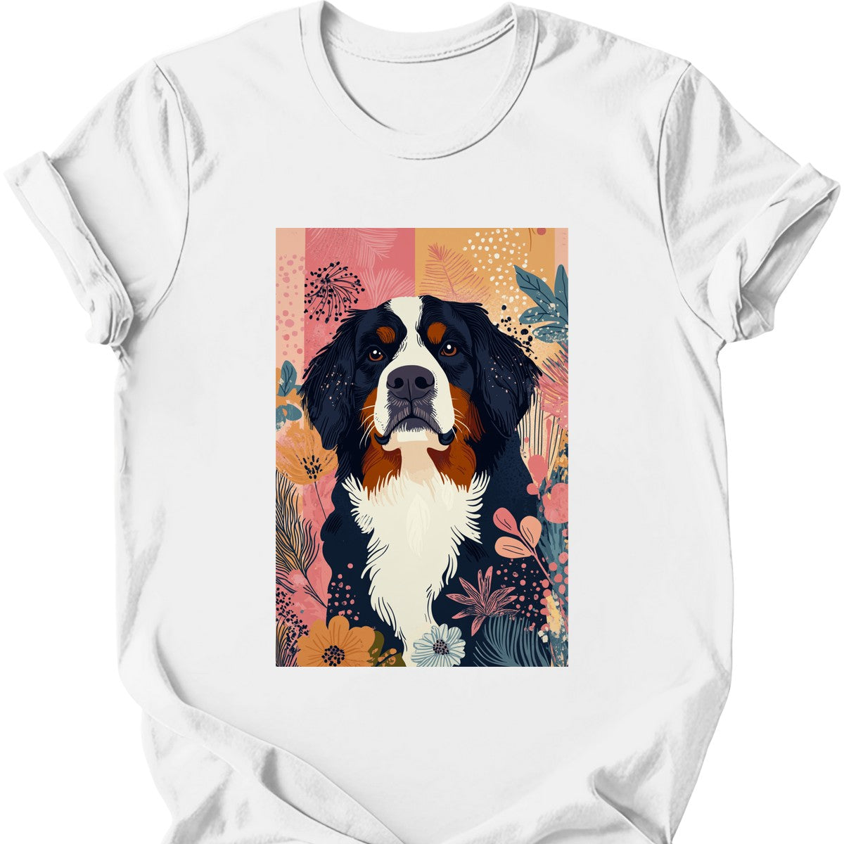 Bernese Mountain Dog - Boho Dog T-Shirt - White