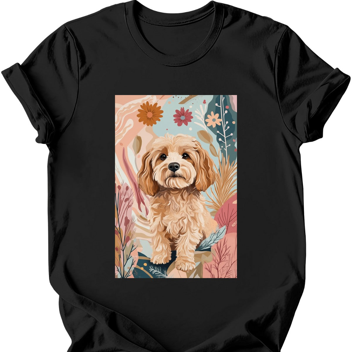 Cavapoo - Boho Dog T-Shirt - Black